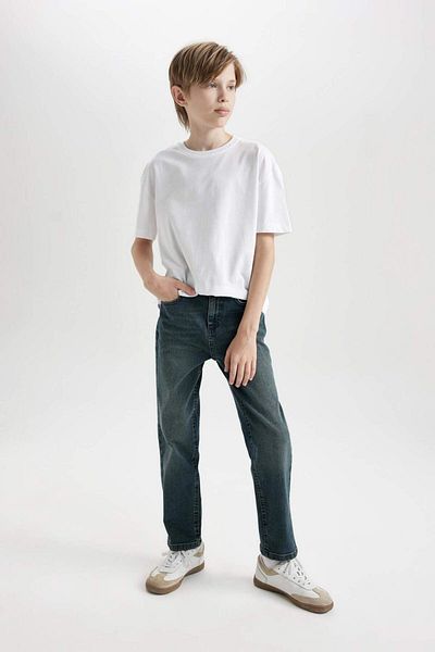 DeFacto Pantaloni de blugi pentru băiat, cu picioare drepte, cu buzunare C7237A824CW