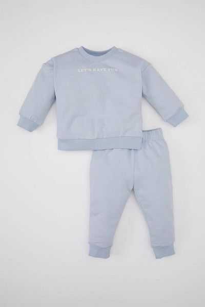DeFacto Baby Mädchen 2 Stück Set Crew Neck gedruckt Sweatshirt Jogger Jogginghose D0814A524AU
