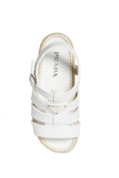 Prada Sport Espadrille Platform Cage Sandal in White