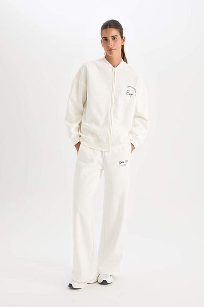 DeFacto DeFactoFit NBA Brooklyn Nets Oversize Croi Larg Colle Capa Imprimată Bomber Cardigan C8101AX24AU