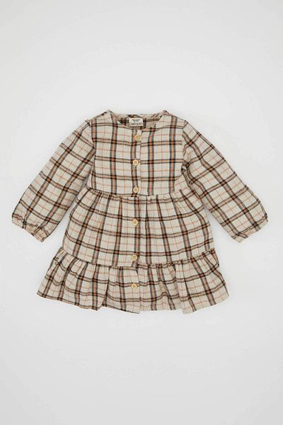 DeFacto Baby Girl Buttoned Long Sleeve Skirt Tip Flounces Dress D5635A524Wn