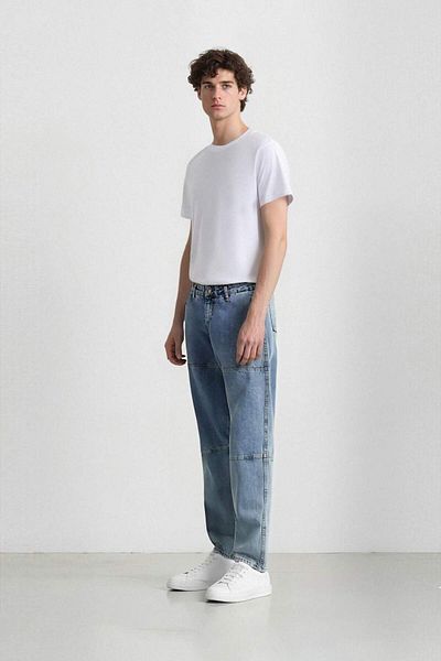 DeFacto Pantaloni de jeans cu picioare largi, cu croială relaxată, D8779ax24au