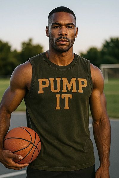 technomonkey Black Men's Cotton Training Sports Tank Top Oversize Washable Pump It Printed Sleeveless T-Shirt