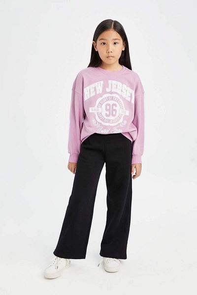 DeFacto Hanorac imprimat pentru fete Relax Fit Crew Neck D6494A8NS