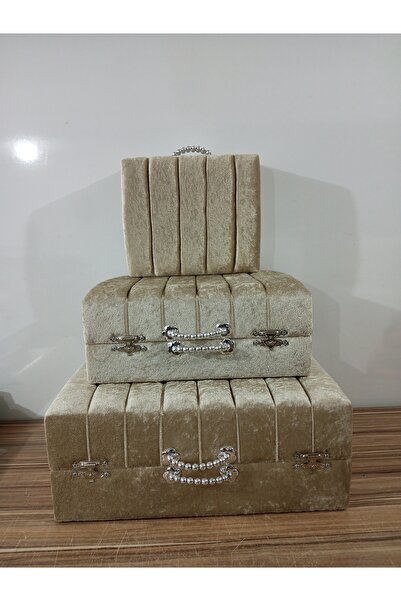 Hasret Çeyiz Sandık Gelin Damat Bavul Çanta Hurç Çeyiz Sandığı 3lü 0557