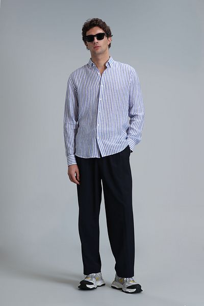 Lufian Νέο ανδρικό βασικό πουκάμισο Regular Fit Blue