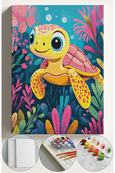 Corvo Çocuk Sayılarla Boyama Numaralı Tuval Seti Fırça Boya Dahil 40x50 Cm BE...