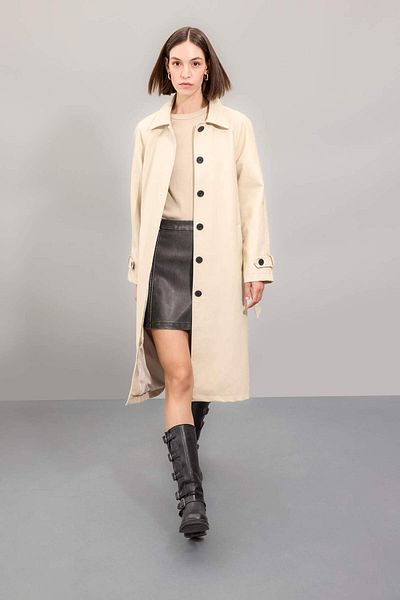 DeFacto Dfc - Faux Leather Regular Fit Trench Coat