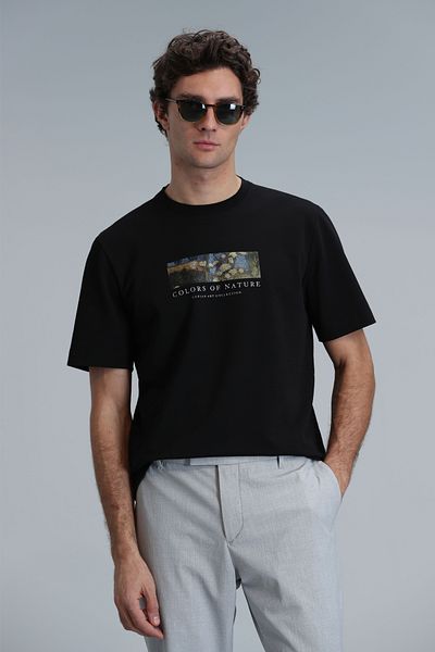 Lufian Black Banca Graphic Modern T-Shirt