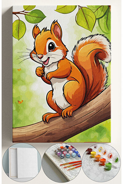 Corvo Çocuk Sayılarla Boyama Numaralı Tuval Seti Fırça Boya Dahil 40x50 Cm BE...