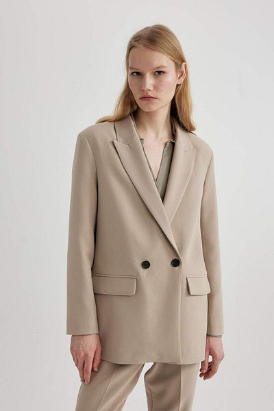 DeFacto Jachetă oversize cu formă largă, cu nasturi, blazer simplu de bază C2457AX24AU