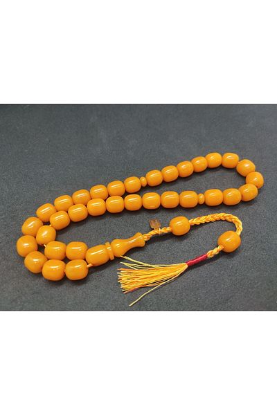 İskeçe Exclusive Osama Omari Master Work 50 Years Old Rooster Imam's Flared German Faturan Prayer Beads Certified 8003