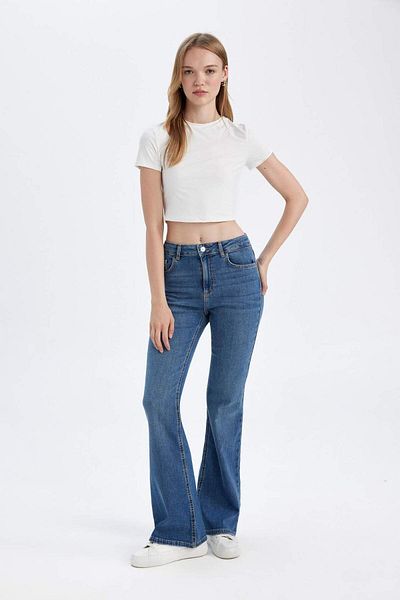 DeFacto Pantaloni lungi cu talie obișnuită Mia cu picior spaniol D1533AX24WN