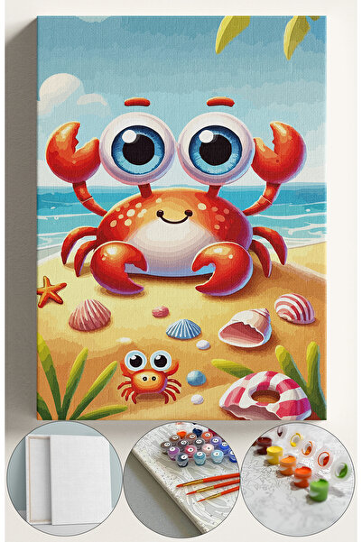 Corvo Çocuk Sayılarla Boyama Numaralı Tuval Seti Fırça Boya Dahil 40x50 Cm BE...