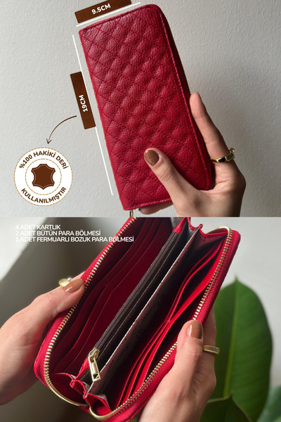 Radino Collection Women's Zippered Genuine Leather Wallet – Stylish and Convenient Design with Card Holder and Coin Compartment