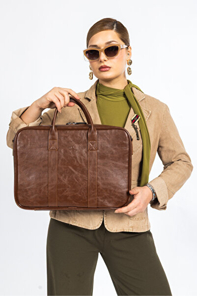 Necati Çanta Куфарче за лаптоп Macbook Organizer 15.6" и 16" инча, кафяво