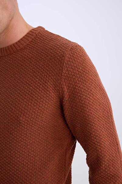 DeFacto Standart Fit Normal Kesim Bisiklet Yaka Dokulu Basic Düz Triko Kazak R1175AZ24WN