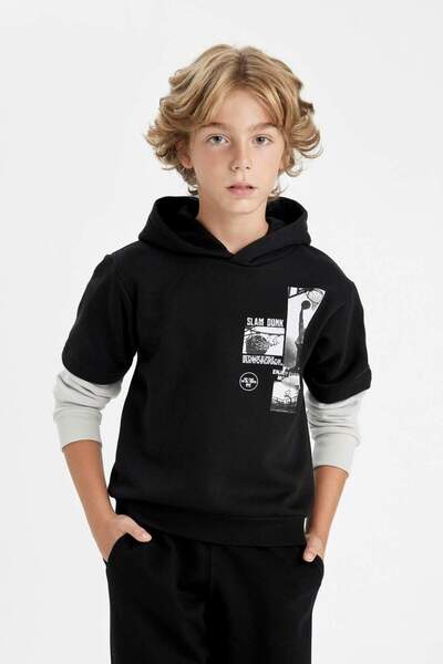 DeFacto Erkek Çocuk Kapüşonlu Baskılı Sweatshirt C9793A824AU