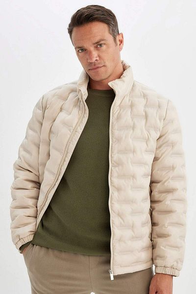 DeFacto Quilted Slim Fit down Jacket - Stand Collar with Zipper and Pocket D1234Ax24Wn