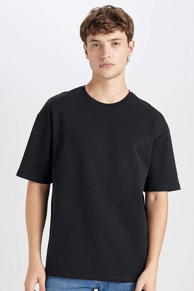 DeFacto Tricou de bază cu mânecă scurtă din bumbac, cu decolteu rotund, cu mânecă scurtă, E0224ax24au