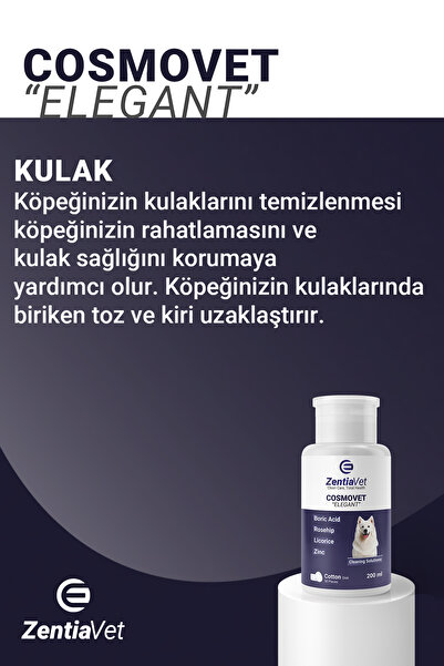 zentiavet ELEGANT 200 ml Köpek Göz-Çene-Kulak-Ağız- Çene Altı Gözyaşı Lekesi Temizleme Bakım Solüsyonu