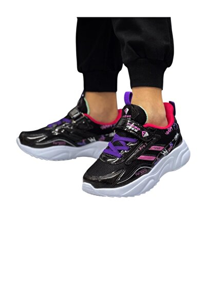 FIERO MIEN Girl's Black-Fuchsia School Daily Sports Sneaker Shoes