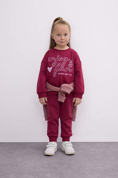 DeFacto Set hanorac imprimat și pantaloni de trening cu elastic pentru fetiță - Decolteu D0815a524au
