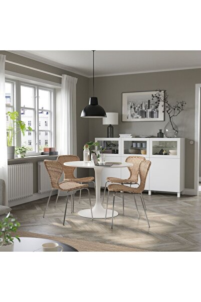 IKEA yuvarlak mutfak masası, beyaz, 4 kişilik, 103 cm