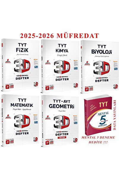 3D Yayınları 2025-2026 TYT SAYISAL DERSLER SET VİDEO DESTEKLİ DEFTER+ MENTAL TAMAMI ÇÖZÜMLÜ 5 DENEME HEDİYE!