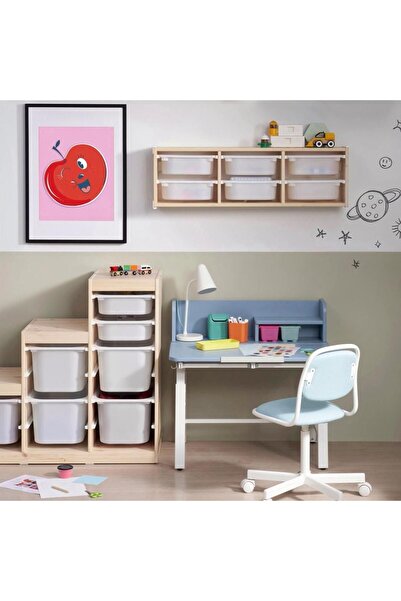 IKEA Çocuk Çalışma Masası, Mavi-Beyaz, 80x63 cm, Katlanır, Yüksekliği Ayarlan...