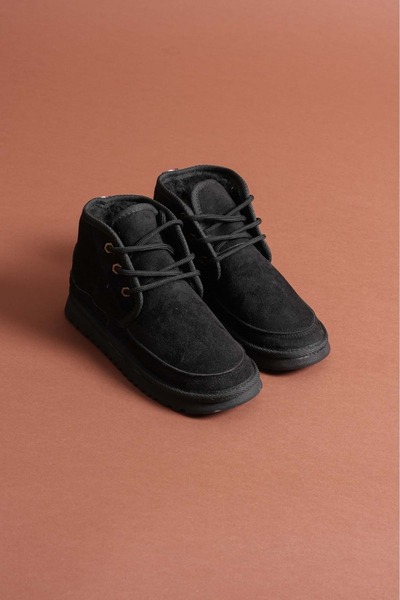 Esilapark kadın içi yünlü alçak taban tabanlı bağcıklı lukury süet bot