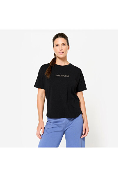 Decathlon Kimjaly Kadın Kısa Kollu Yoga Tişörtü - Siyah