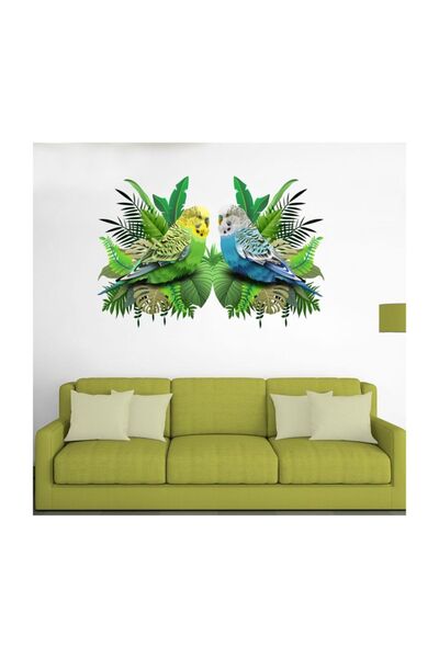 KT Decor Watercolor Budgies Living Room and Living Room Modern Wall Sticker
