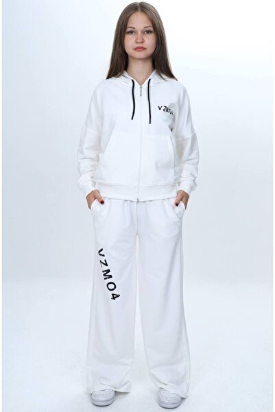 Jannock Girl's 100% Cotton Hooded Zippered 2 Thread Tracksuit Set-309