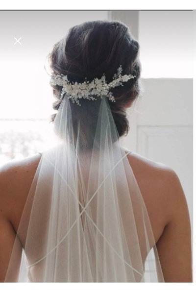 Merio tasarım Coroana de mireasa cu flori - Accesoriu pentru par (pentru promisiune, logodna, nunta, nunta)