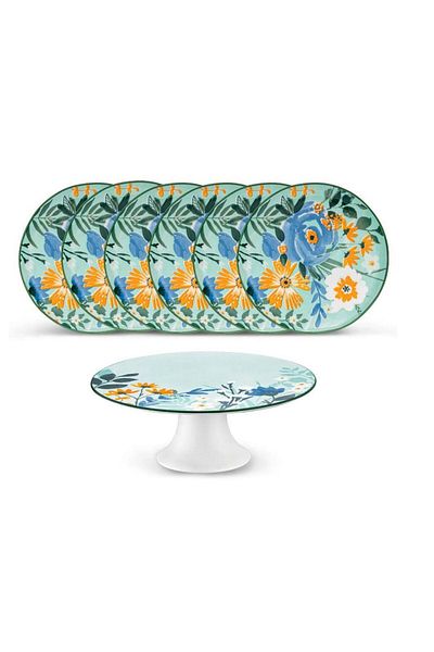 Jumbo Floral 6-Person 7-Piece Cake Set