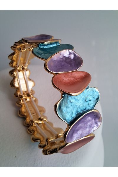 BHR AKSESUAR Purple Mixed Color Elastic Boho Style Bracelet