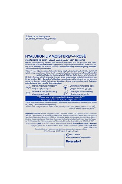 LABELLO Lip Moisture Hyaluron Sheer Rose 5.2g – Hydrating Tinted Lip Balm