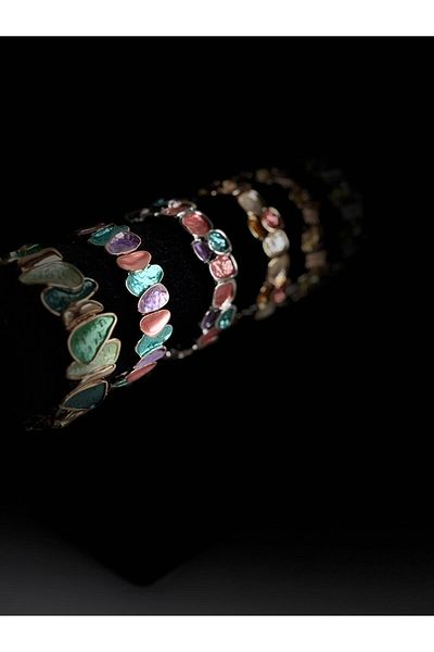 BHR AKSESUAR Purple Mixed Color Elastic Boho Style Bracelet