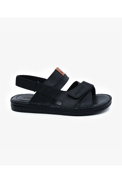 Greyder Sandale negre pentru bărbați din piele naturală 5Y1FS67856