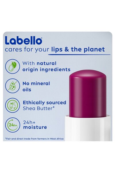 LABELLO Lip Balm Blackberry Shine 4.8g – Moisturising Lip Care with Natural Oils