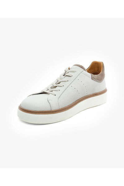 Greyder Erkek Ekru Hakiki Deri Sneaker Ayakkabı 5Y1SA18310