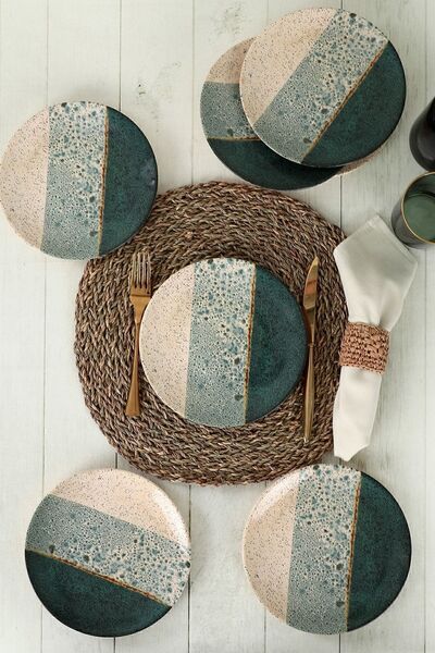 Keramika Set 6 farfurii colorate pentru paste, 20 cm - 19781