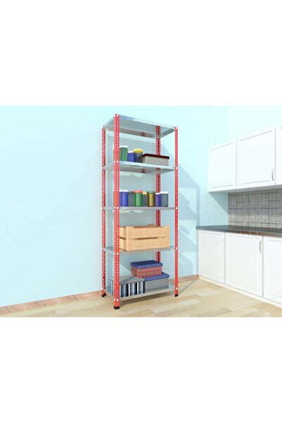 RafBurada 5 Katlı 31x60x200 Cm Galvaniz Çelik Raf - Depo, Arşiv, Kiler, Dosya, Market Rafı