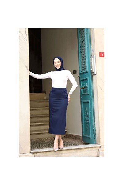 VELLICHOR Fusta creion din stofa Albastru Marin