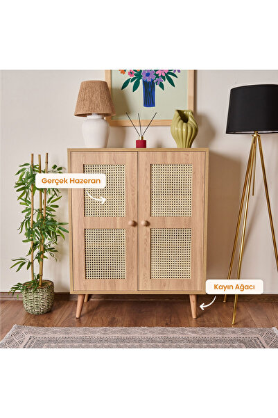 Just Home 2 Kapaklı Hazeran Çok Amaçlı Dolap - Safir Meşe - 80 cm