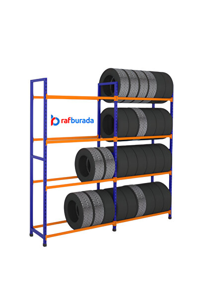 RafBurada 4 Katlı Lastik İstifleme Rafı 50x180 cm-200 cm