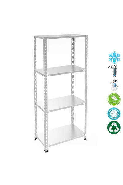 RafBurada 4 Katlı Çelik Raf %100 Paslanmaz Krom Raf -Soğuk Oda, Buzhane, Banyo Rafı 31x75 Cm-150 Cm-0.70 Mm