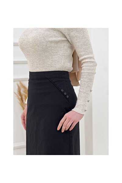 VELLICHOR Υφασμάτινη Μολύβι Φούστα Μαύρη