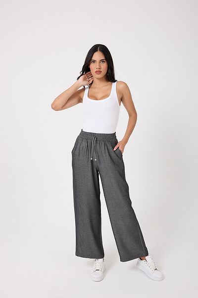 Miss couture Slim Denim Fabric Wide Leg Trousers 1041